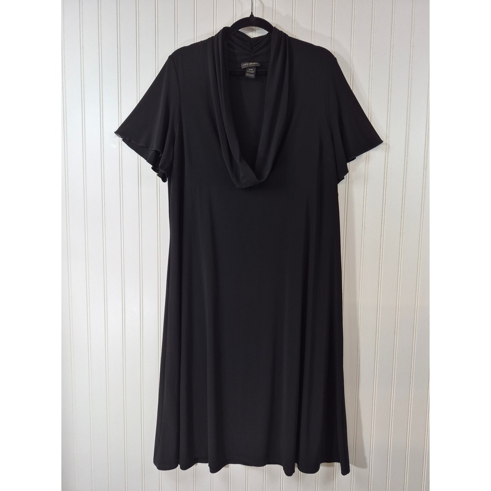 Lane Bryant Black Cowl Neck A-Line Dress Plus Size 18/20 Short Sleeve Jersey